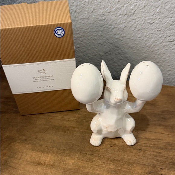 Pottery Barn Other - Pottery Barn  Glossy White Ceramic Bunny Salt and Pepper Set NEW